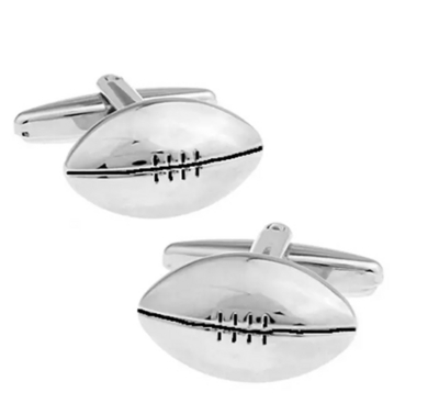 Boutons de manchette ballon de rugby ovale en acier personnalisables 