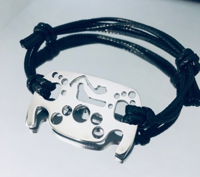 Formel 1 Fliegendes Armband mit Silhouette der Rennstrecke Monza-Montecarlo aus Stahl 