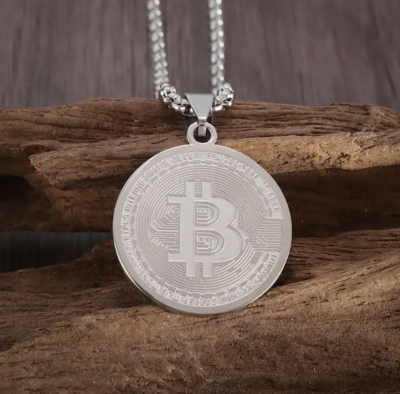 Colar de medalha de aço Bitcoin 