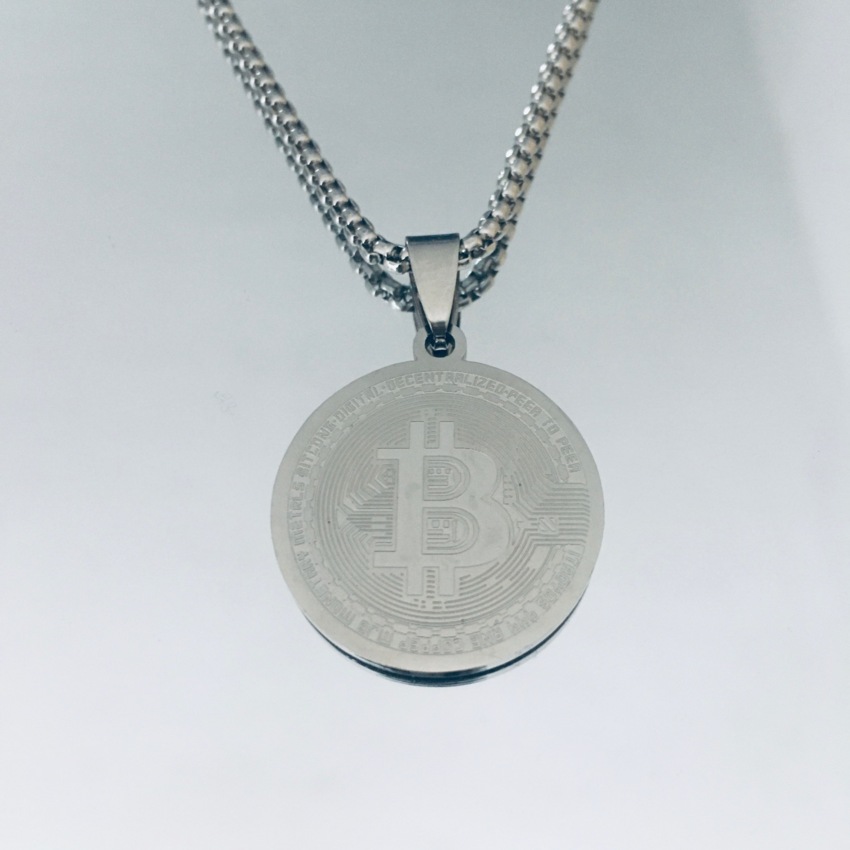 Stahl Bitcoin Medal Halskette  