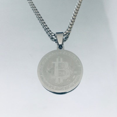 Stahl Bitcoin Medal Halskette 