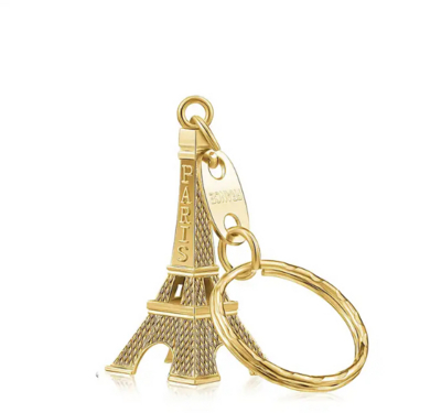 Porta-chaves da Torre Eiffel banhado a ouro 