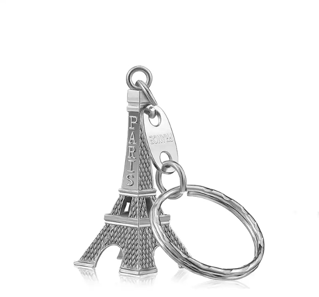 Porta-chaves da Torre Eiffel banhado a prata  