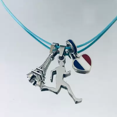 Collier charms Tour Eiffel,Runner,drapeau français coeur en acier 