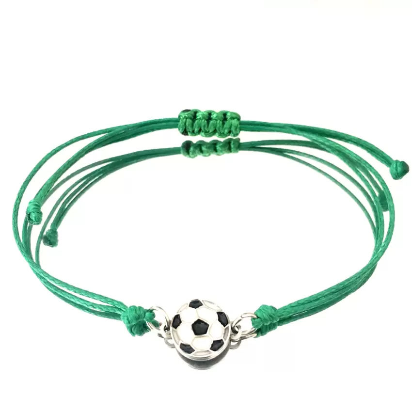 Pulseira de futebol em aço com cordão colorido à sua escolha  