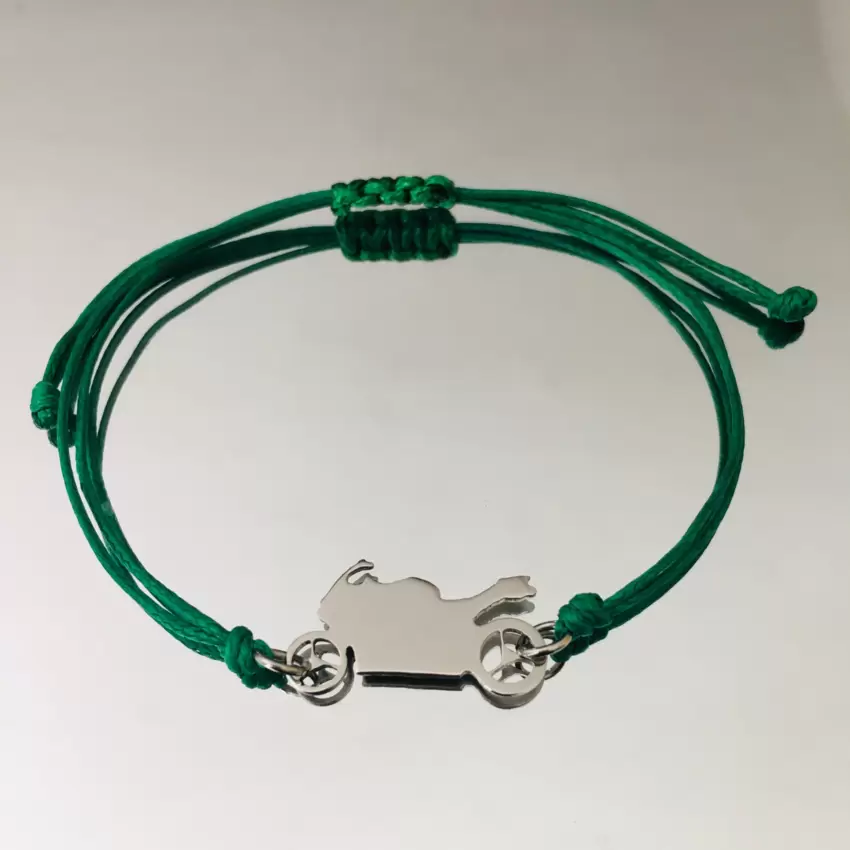 Pulseira de aço para motas com cordão colorido à escolha  