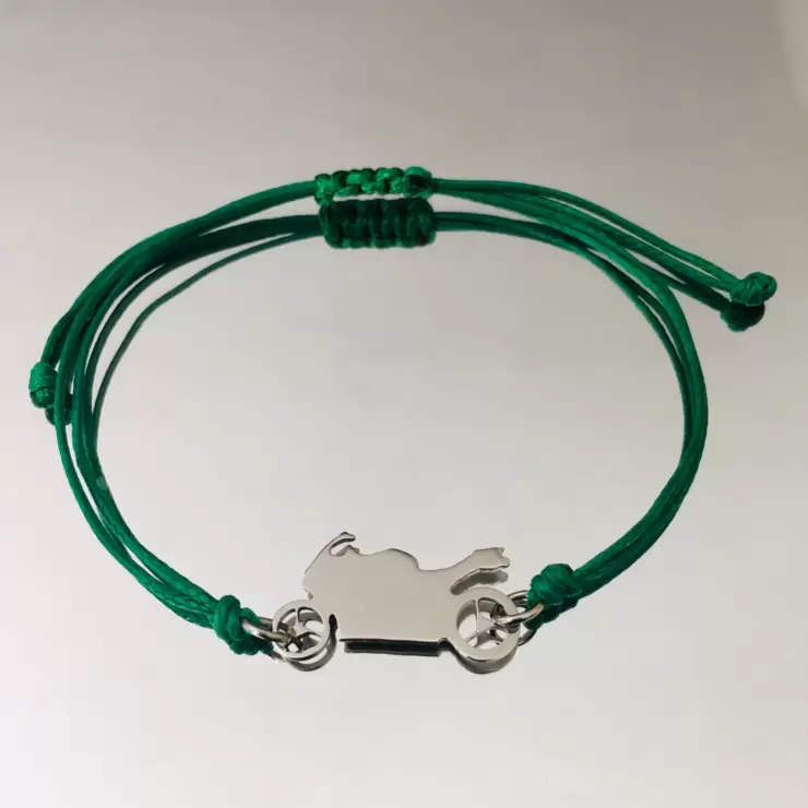 Pulseira de aço para motas com cordão colorido à escolha