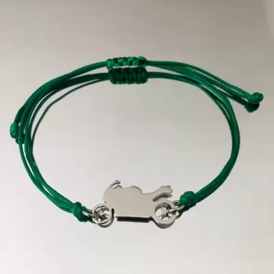 Bracelet moto en acier avec cordon de couleur au choix 