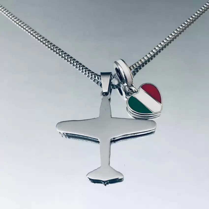 Collana I Love Frecce Tricolori in acciaio  