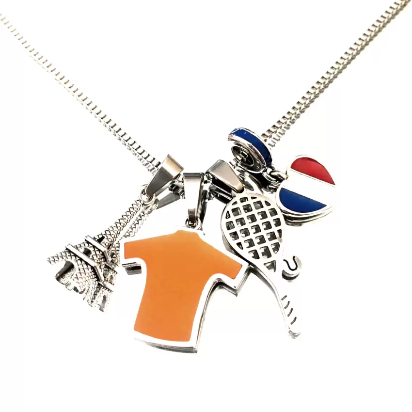 Collana charms Tennis Roland Garros arancio in acciaio  