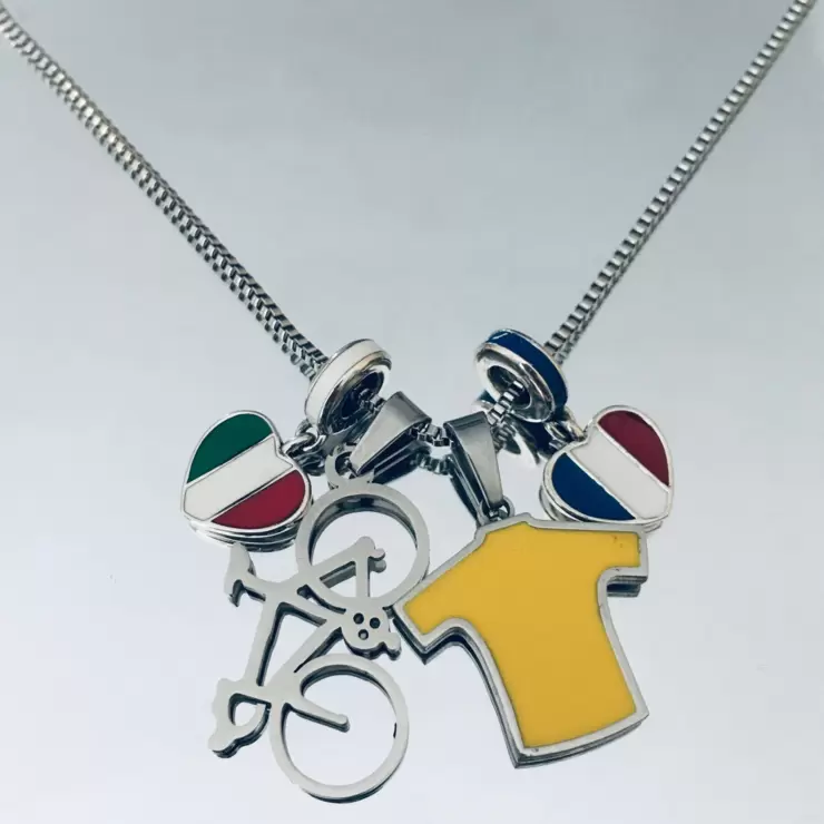 Collana Charms Tour de France Italia in acciaio