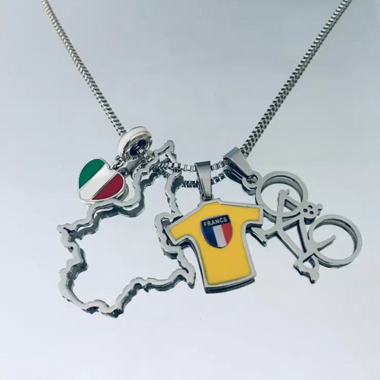 Collana Tour de France Silhouette del Piemonte in acciaio