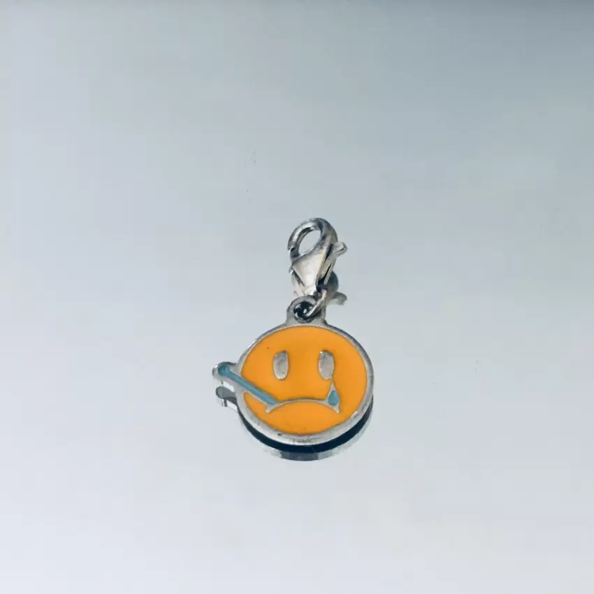 925 Sterling Silber Emoji Emoticon Anhänger mit Thermometer  