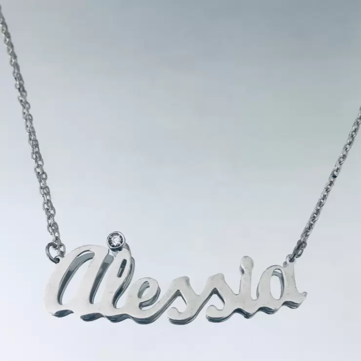Collana con nome ALESSIA in argento 925 con zircone