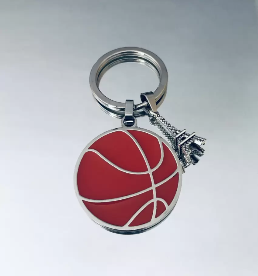 Porta-chaves Torre Eiffel Paris 2024 e bola de basquetebol personalizável em aço  