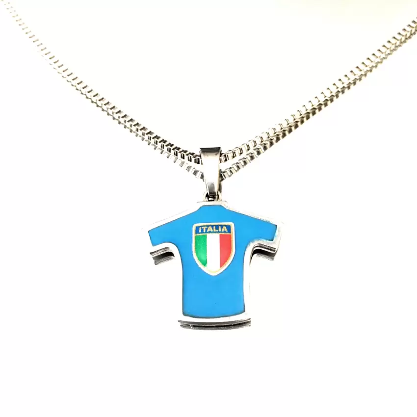 Collana con ciondolo maglia ITALIA in acciaio  