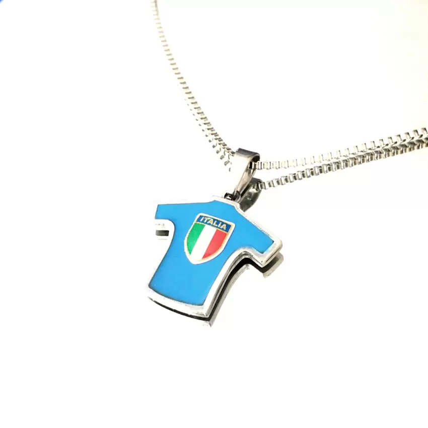 Collana con ciondolo maglia ITALIA in acciaio  