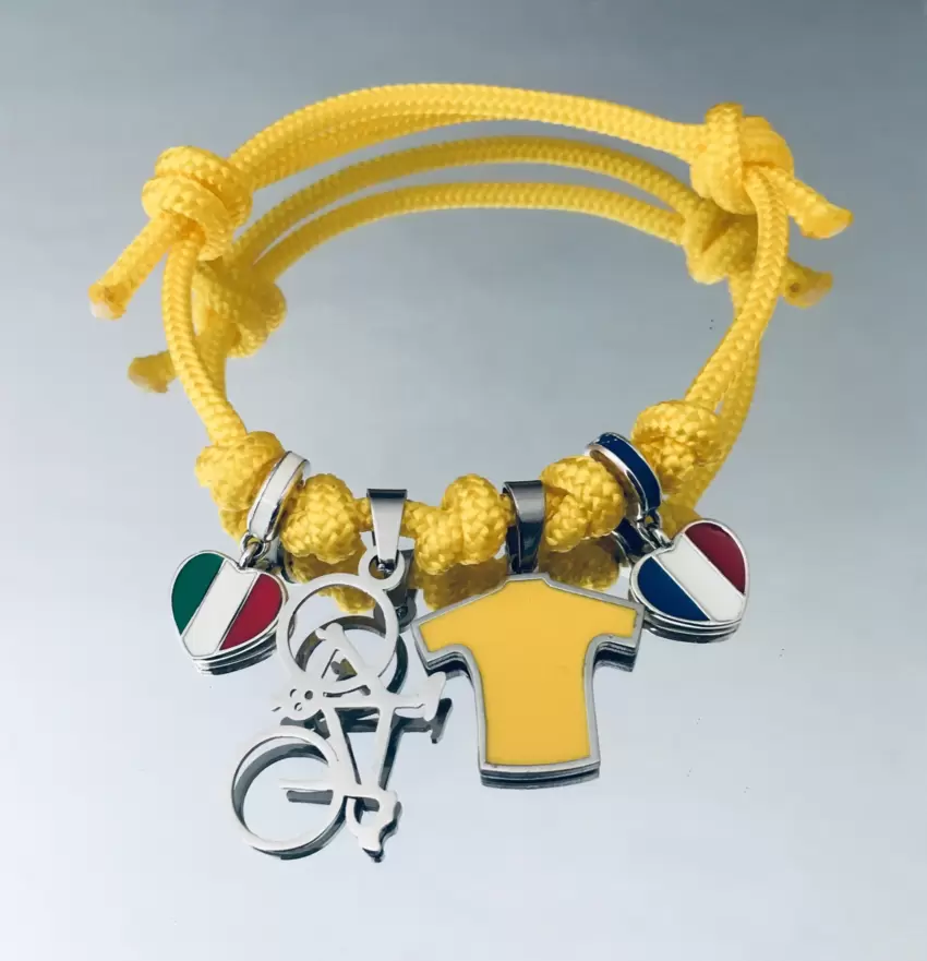 Bracciale charms in acciaio  Yellow  Tour de France partenza dall'Italia   