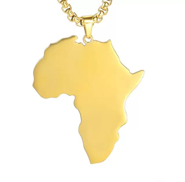 Pendente África em aço dourado personalizável  