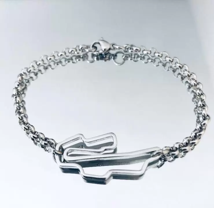 Armband der Rennstrecke von Mugello aus Stahl mit Rollenkette