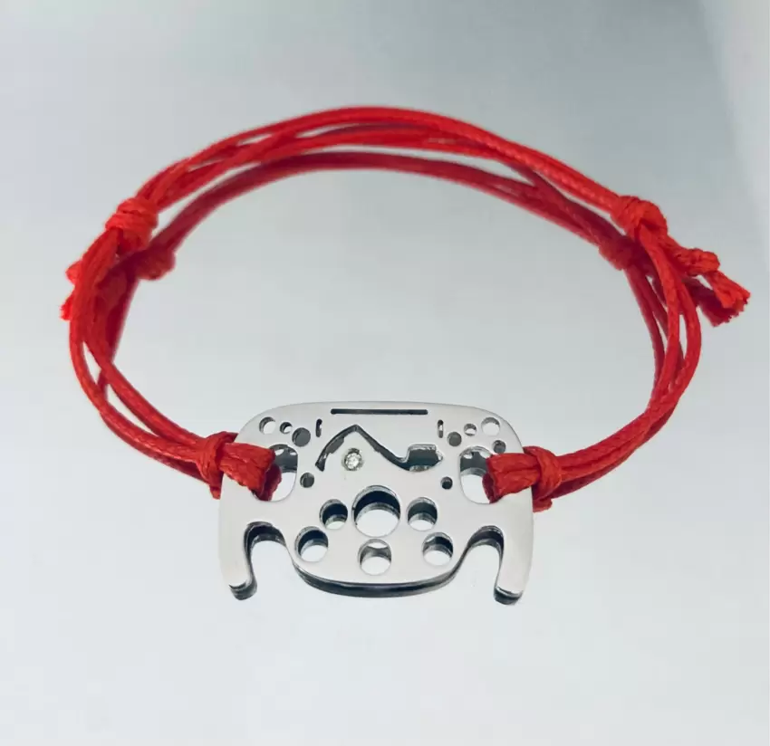 Bracciale Volante Formula 1 personalizzabile in acciaio con silhouette circuito di Montecarlo e diamante naturale  