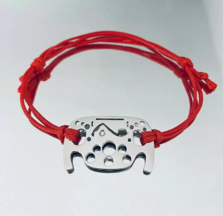 Bracciale Volante Formula 1 personalizzabile in acciaio con silhouette circuito di Montecarlo e diamante naturale