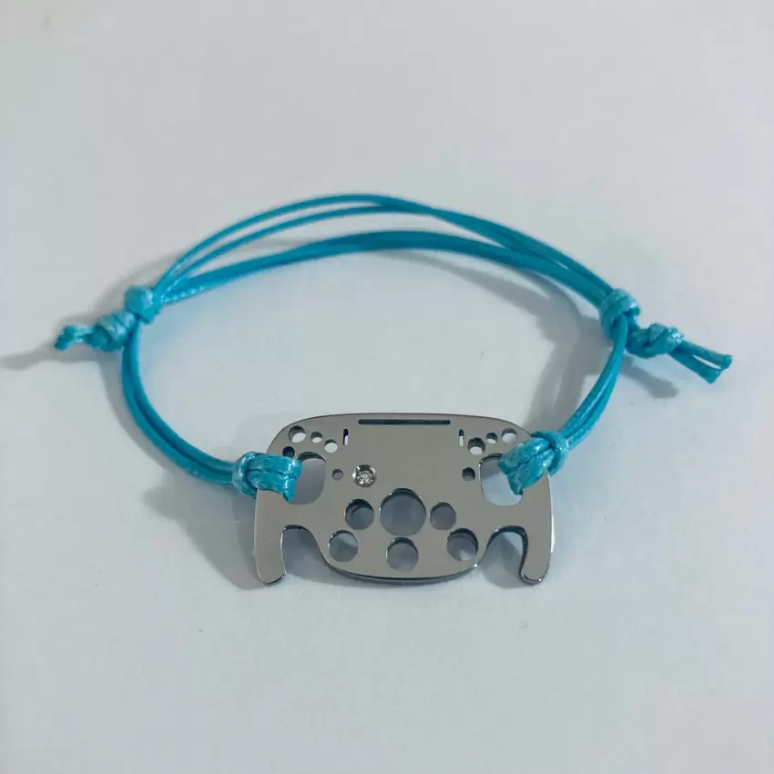 Bracelete Volante Formula 1 em aço com visor personalizável e diamante natural  