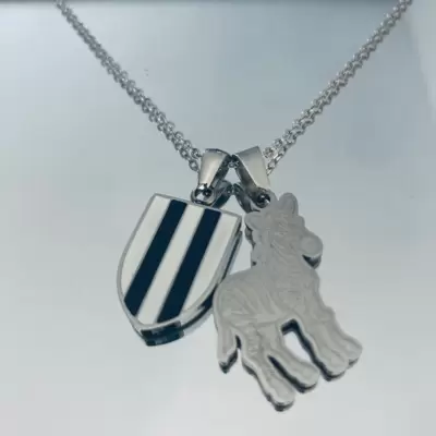 Collana charms scudetto bianco nero e zebra in acciaio 