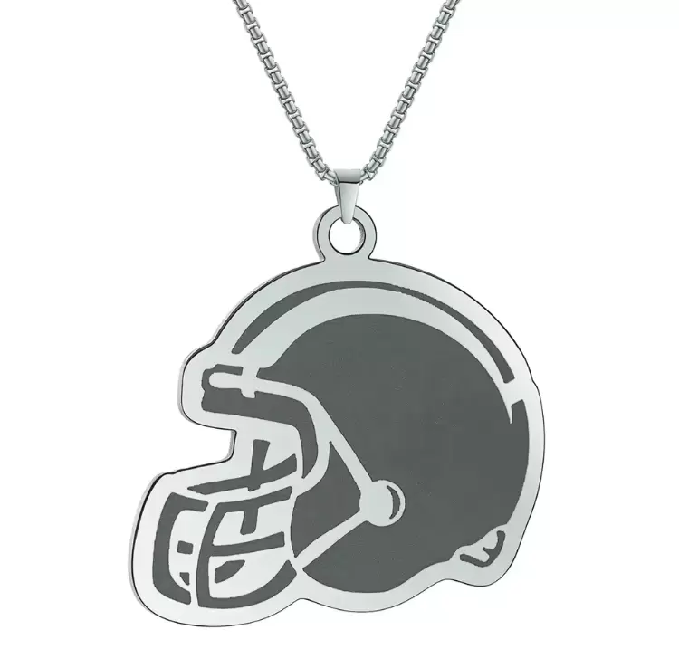  Collier en acier avec pendentif personnalisable en forme de casque de football américain  