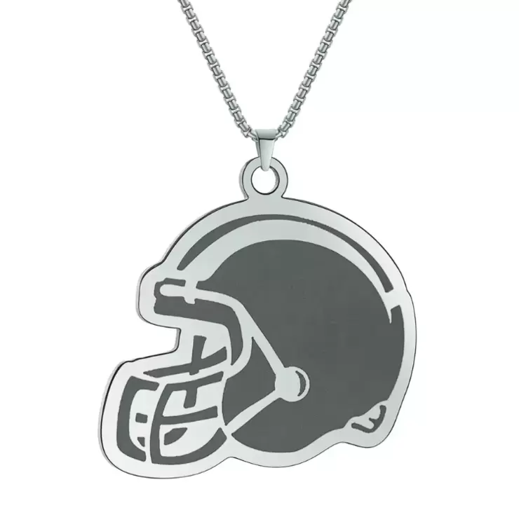  Collier en acier avec pendentif personnalisable en forme de casque de football américain