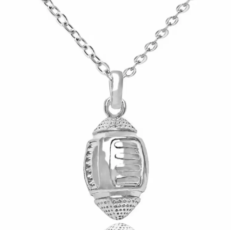 Customizable American football pendant necklace in stainless steel  