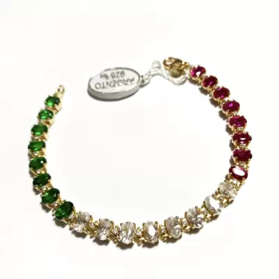 Bracciale tennis ITALIA Made in Italy in argento 925 dorato e zirconi 