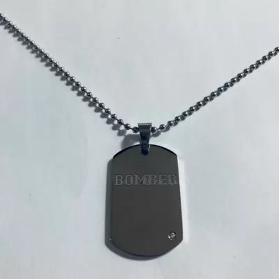 Collana del BOMBER piastrina in acciaio personalizzabile con diamante 