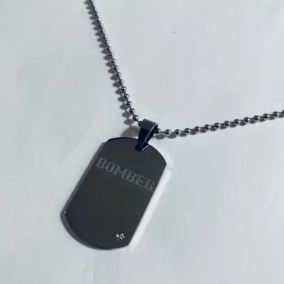 Collana del BOMBER piastrina in acciaio personalizzabile con diamante 